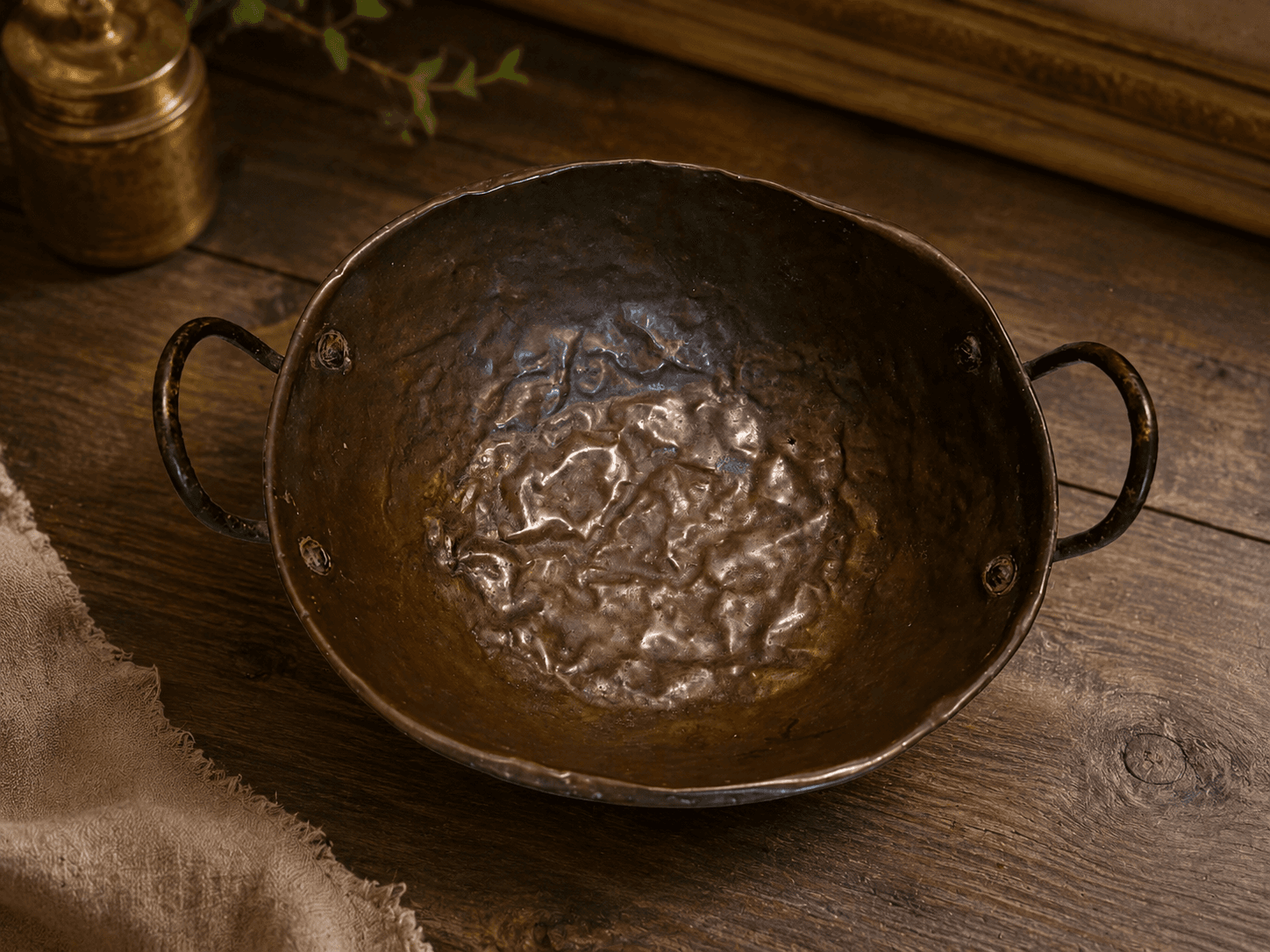 Tacho de Cobre Martelado com Alças